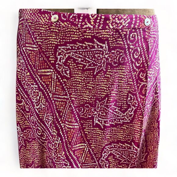 Rasberry Batik Silk Wrap Maxi Skirt or Coverup by VIX Paula Hermanny, Handmade,M - Picture 4 of 10